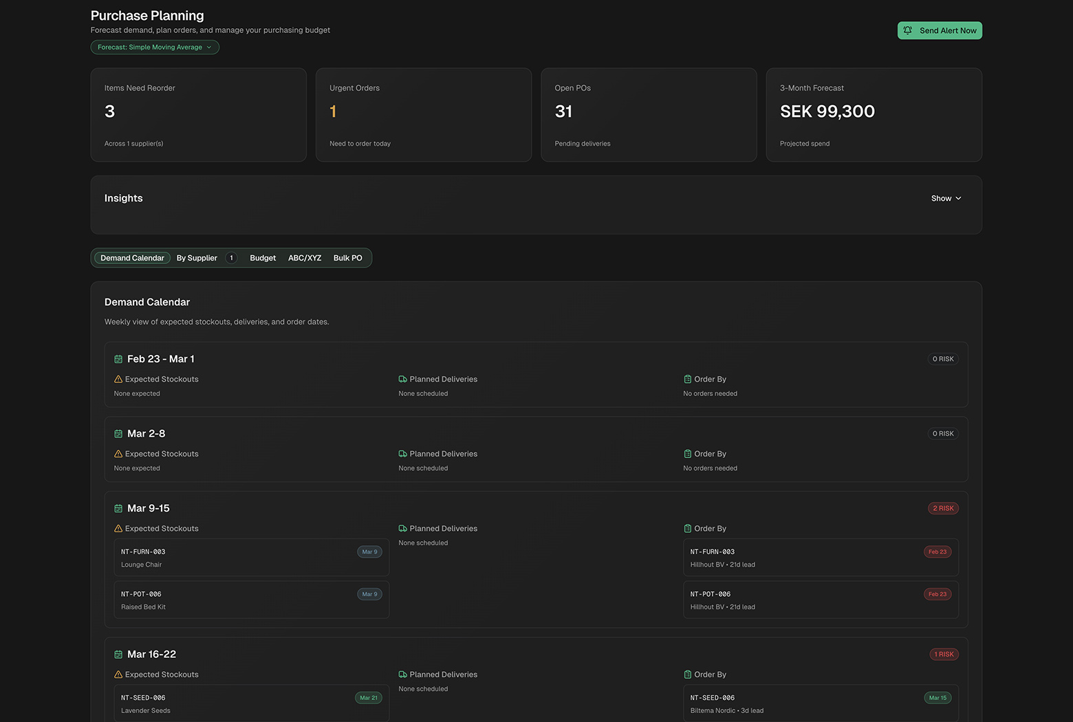 Screenshot: Planning