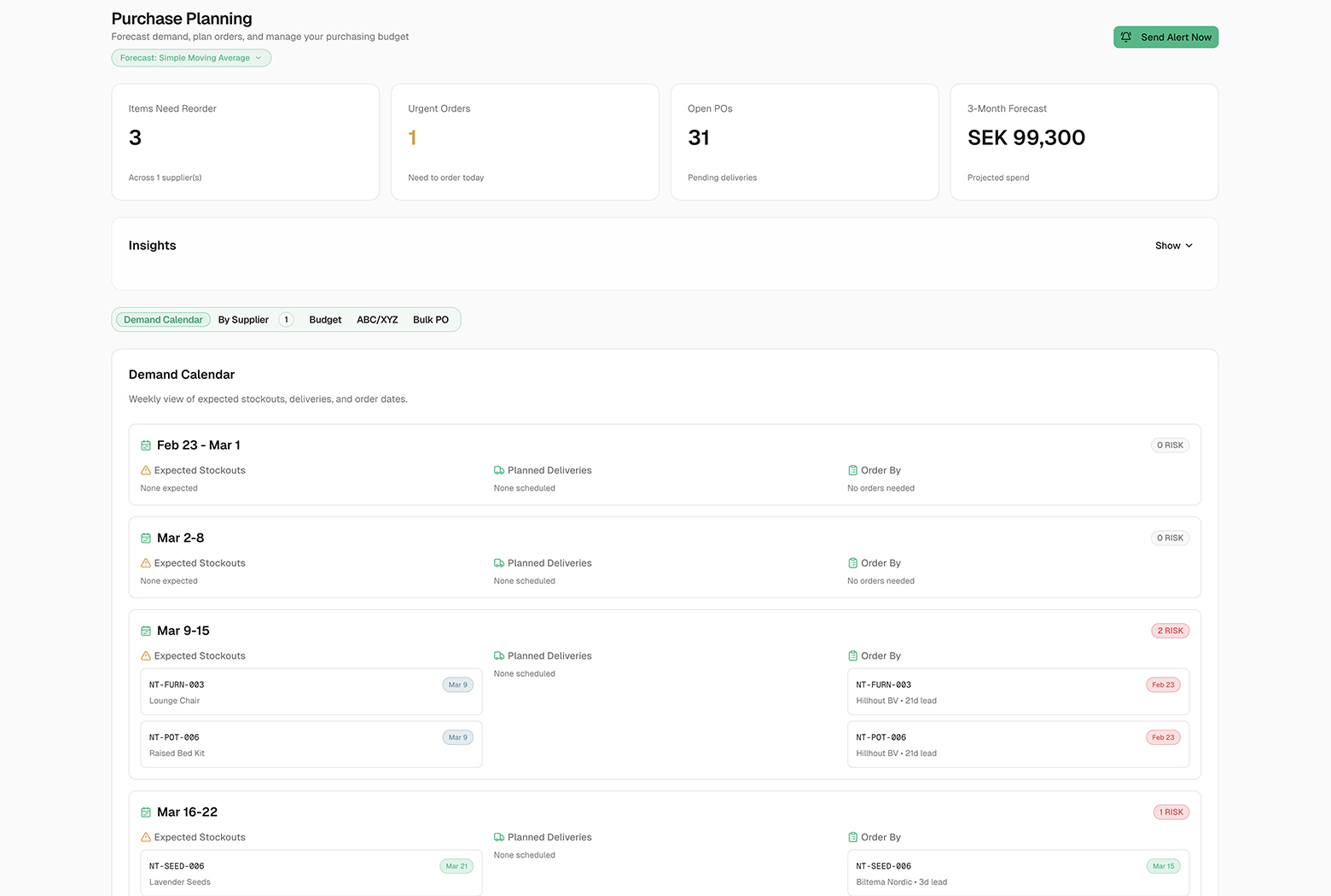 Screenshot: Planning