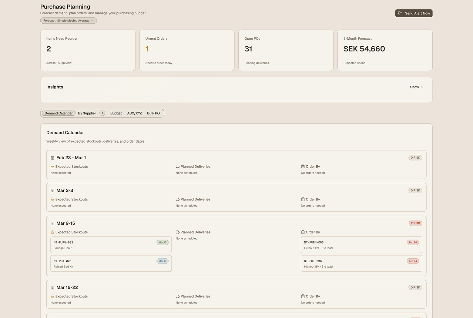 Screenshot: Planning