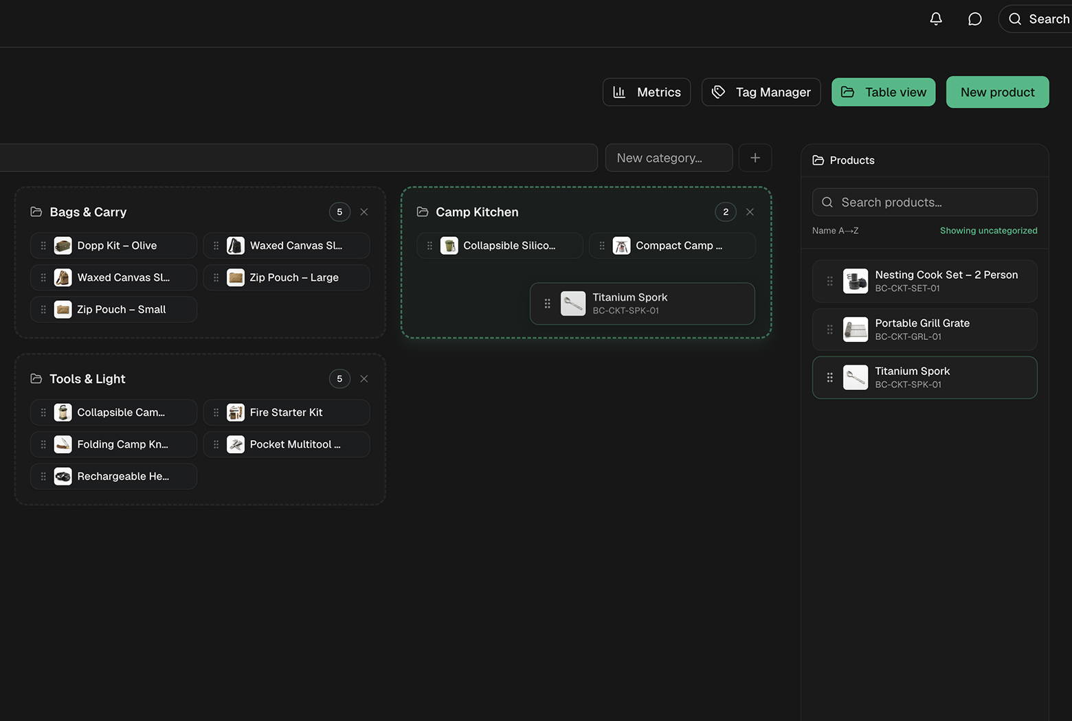 Screenshot: Category Manager