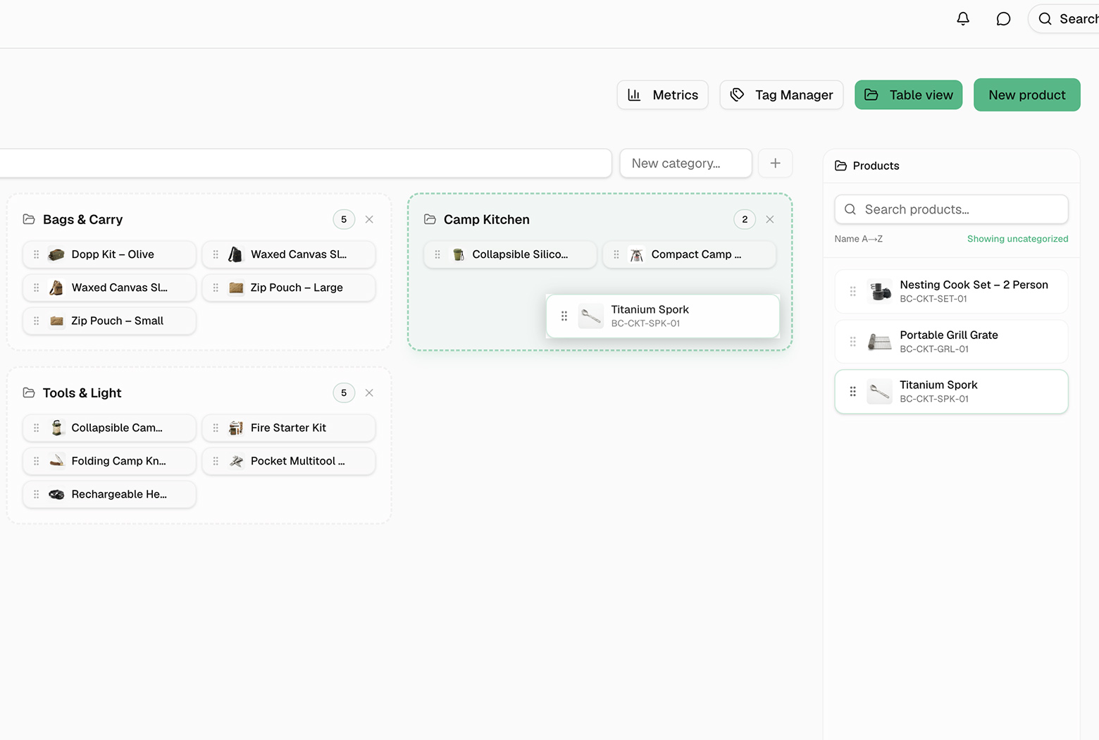 Screenshot: Category Manager