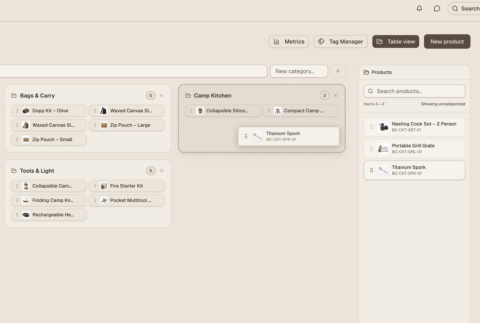 Screenshot: Category Manager