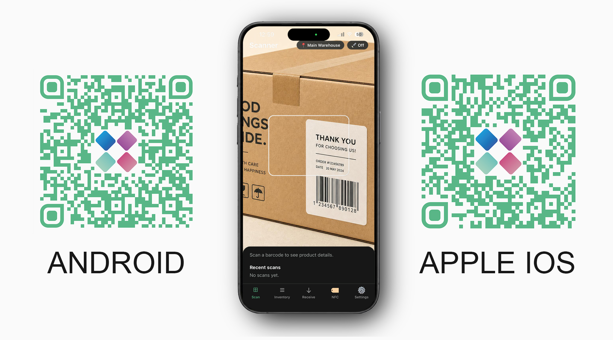 VNDLY mobile app - barcode scanner and inventory management for iOS and Android