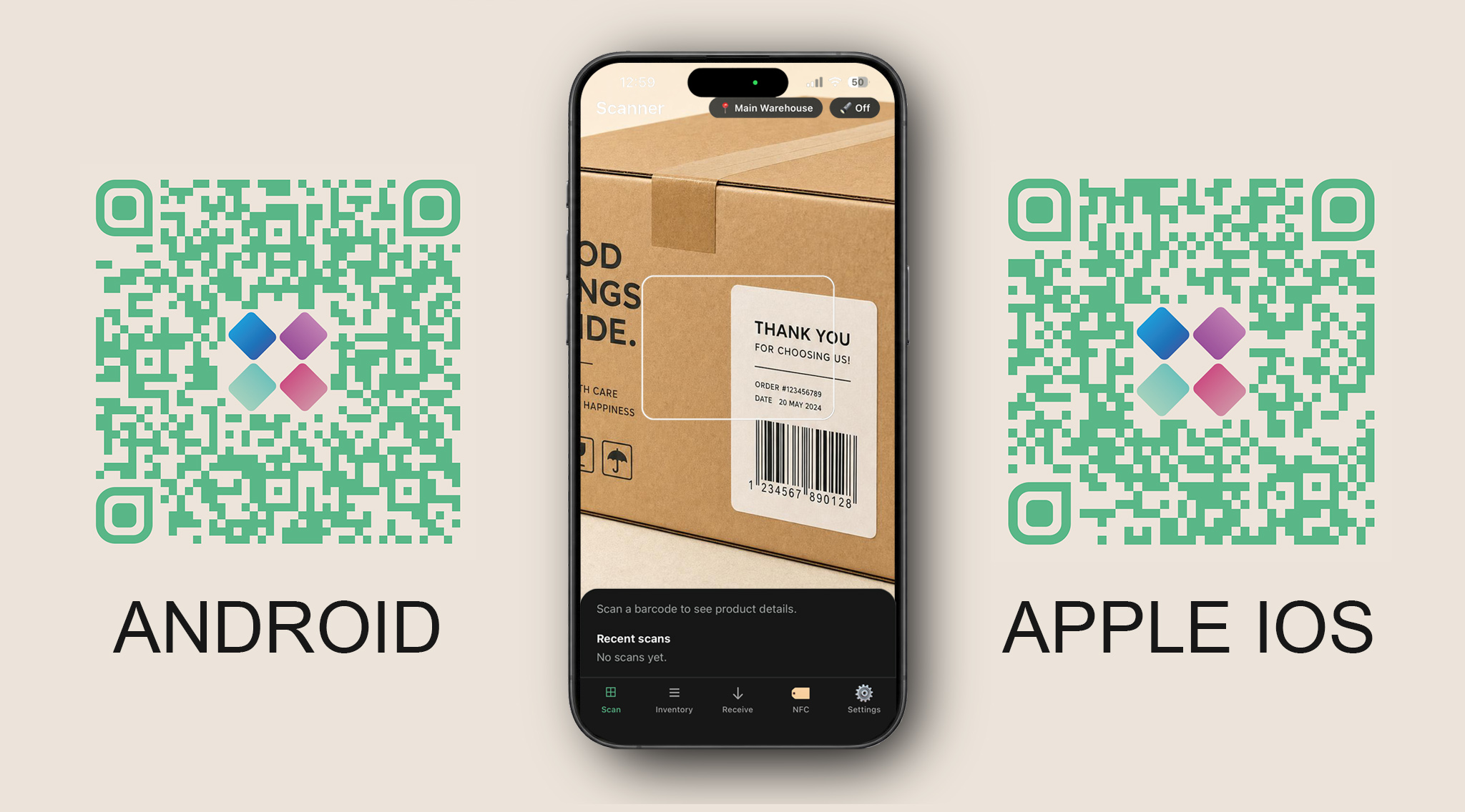 VNDLY mobile app - barcode scanner and inventory management for iOS and Android